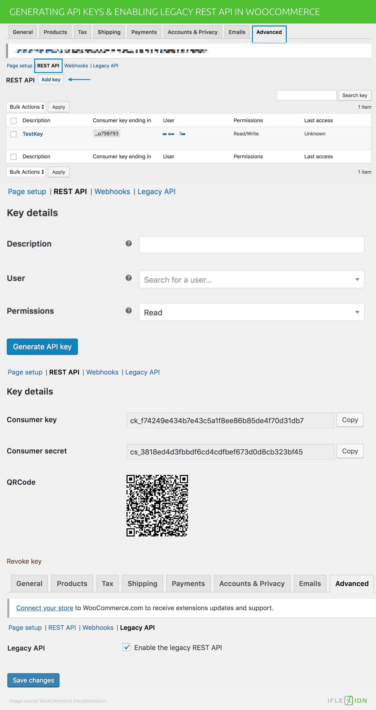 Generating API keys & enabling legacy rest api in WooCommerce