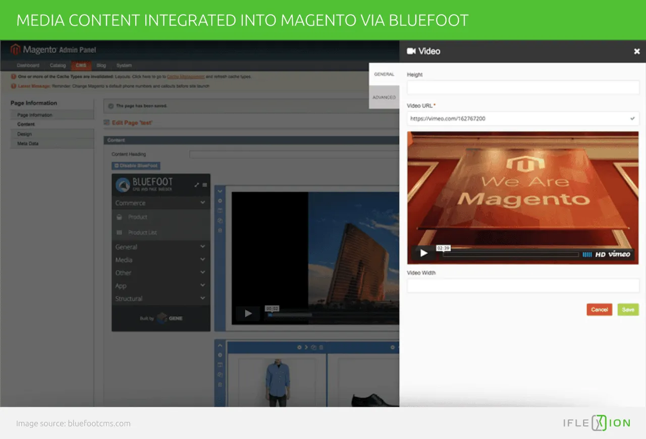 Media content integrated into Magento via bluefoot