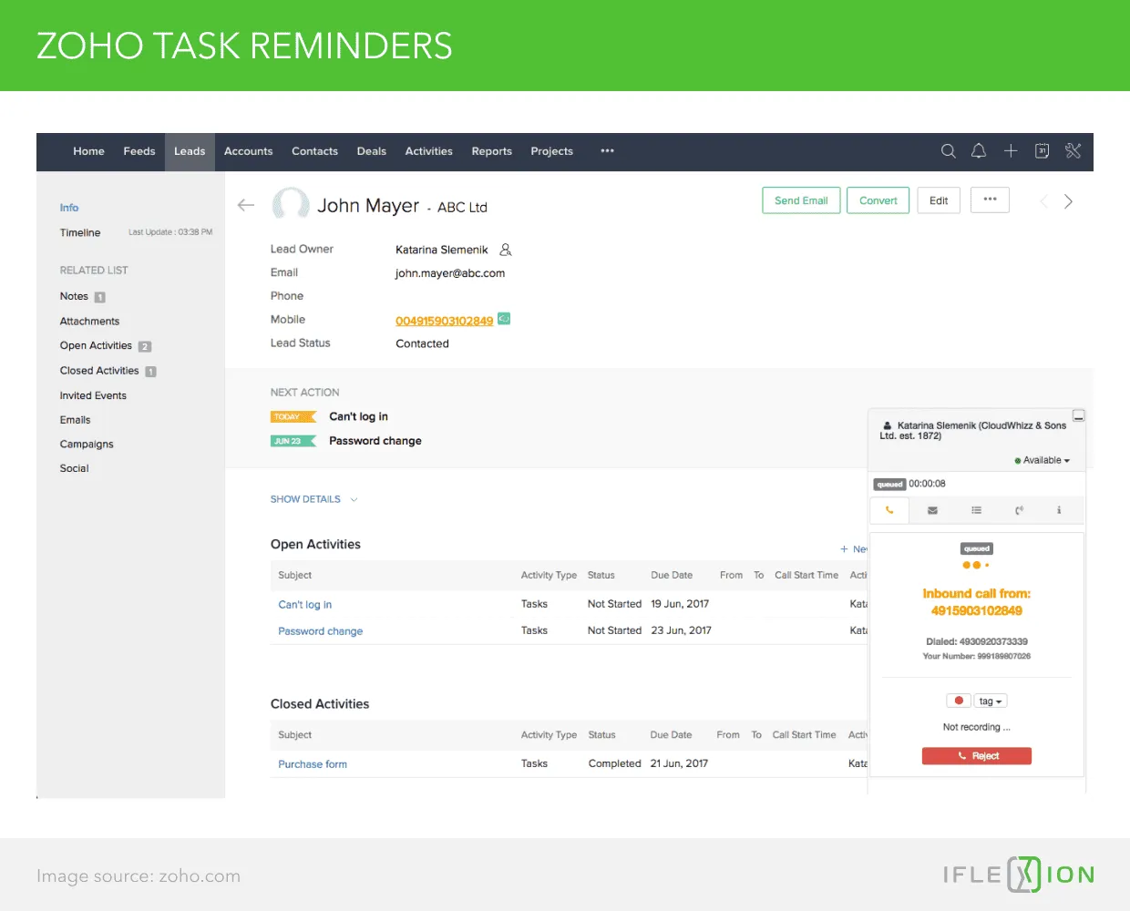 Zoho Task Reminders 